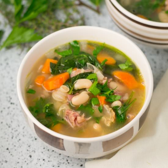 Ham Bone, Spinach and Bean Soup