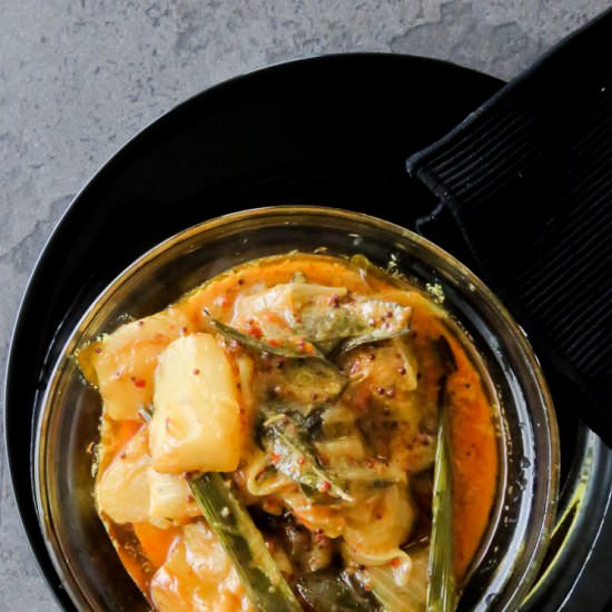 Tempered spicy sweet potato curry-
