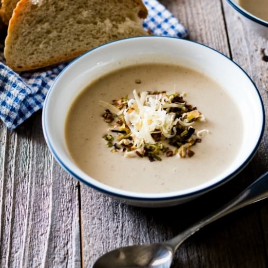 Potato and Leek Soup with Cheddar