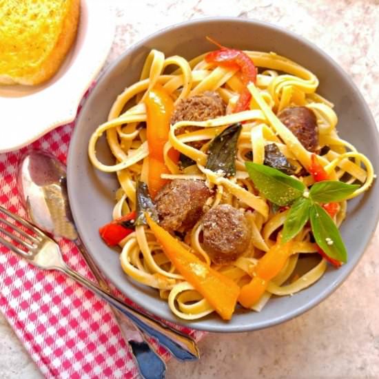 Garlic Sausage Parmesan Pasta