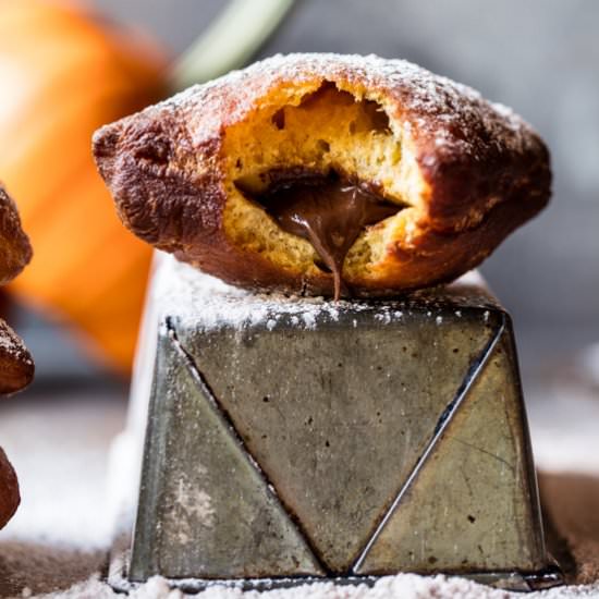 Nutella-Stuffed Pumpkin Beignets