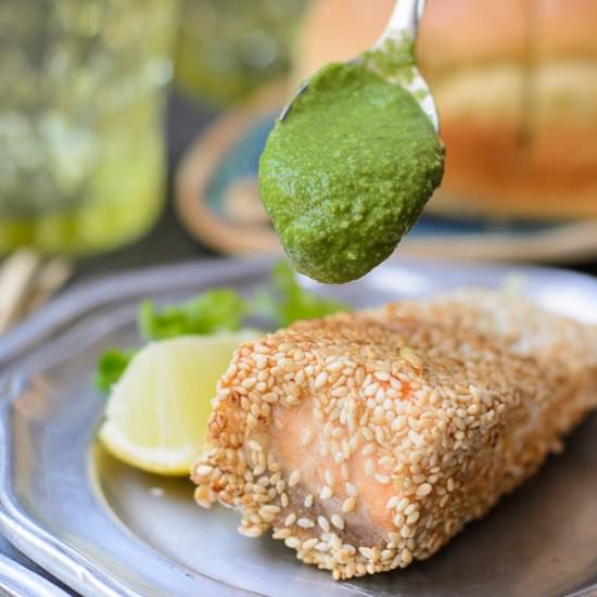 Pan Fried Sesame Coated Salmon