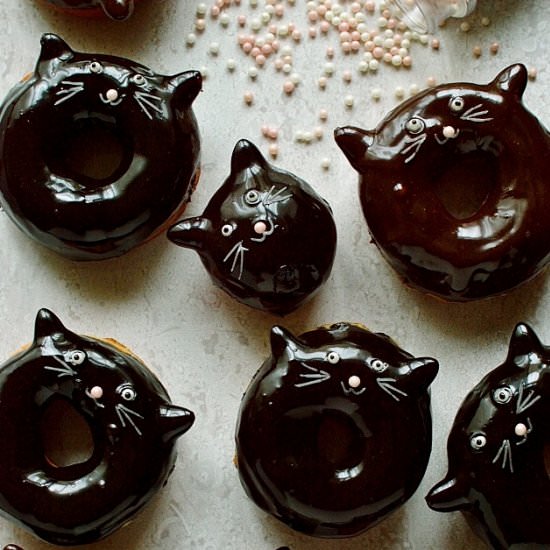 Chocolate Glazed Cat Doughnuts