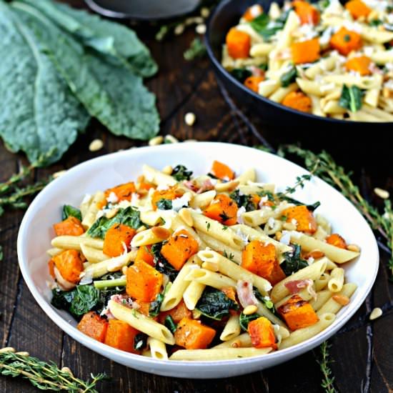 Penne with Butternut Squash & Kale