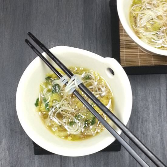 Bok Choy Cabbage Soup & Rice Noodle