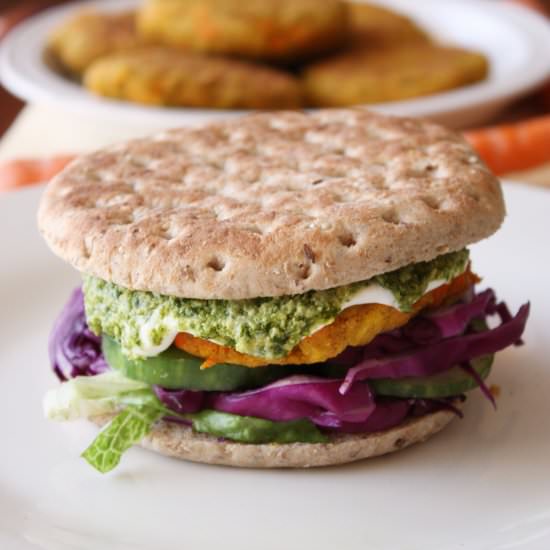Vegetarian Chickpea Carrot Burger
