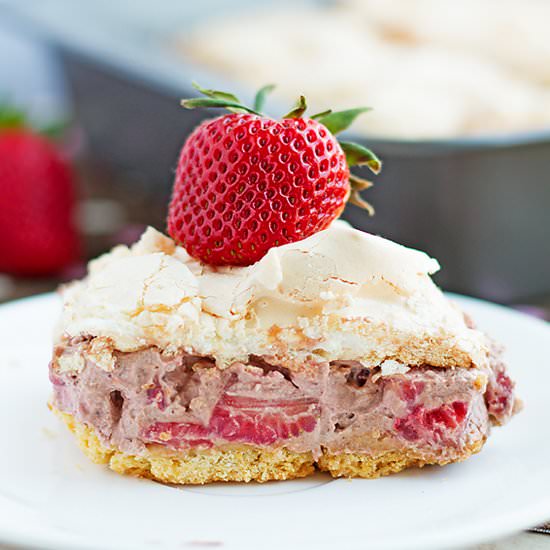 Strawberry Chocolate Meringue Cake
