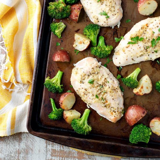 One Tray Garlic Parmesan Chicken
