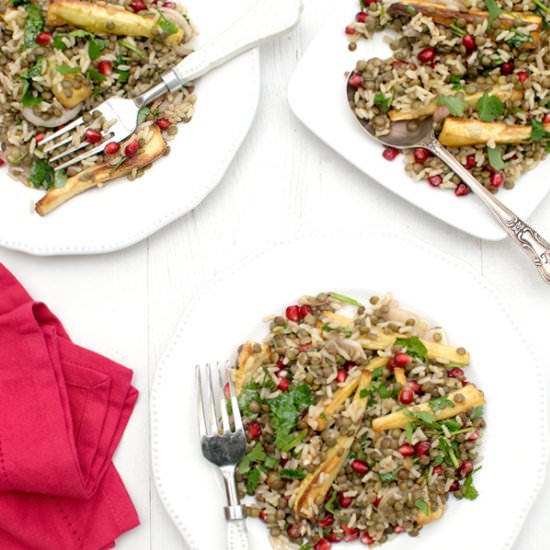 Curried Lentil, Rice & Parsnip Salad