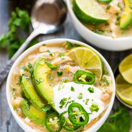 Cheesy Crockpot White Chicken Chili