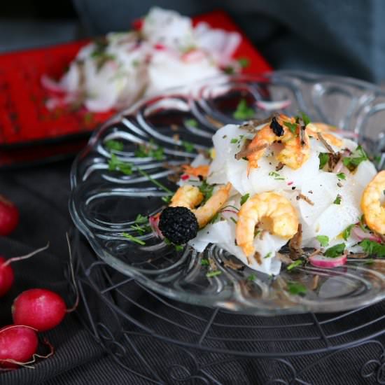 Radish Salad with Shrimp & Truffles
