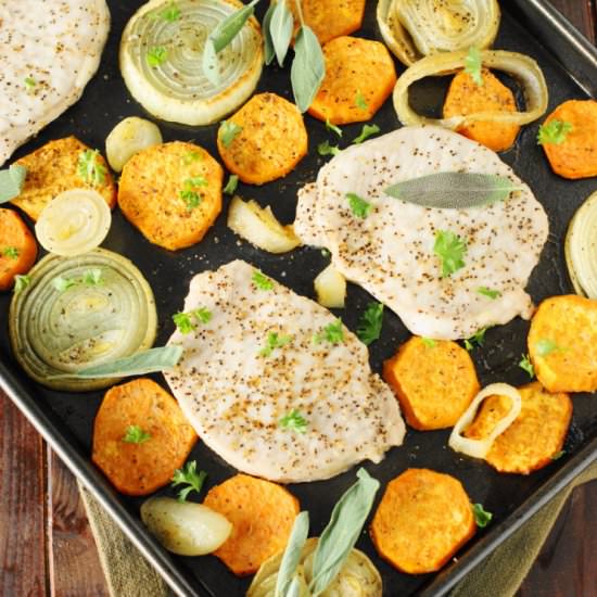 Baked Pork Chops & Sweet Potatoes
