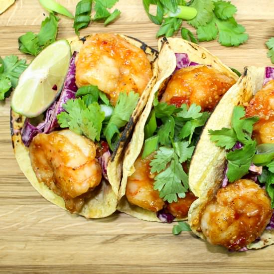 Sweet & Spicy Asian Shrimp Tacos