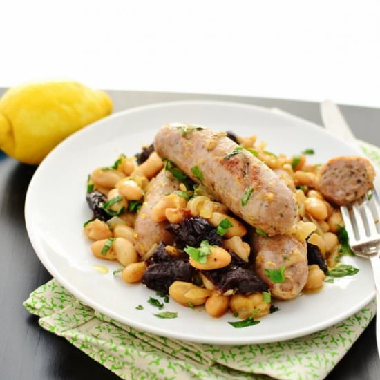 Cannellini Beans, Sausages, and Prunes