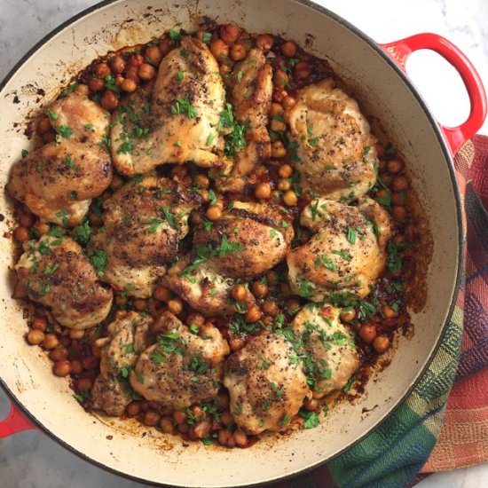 Chicken with Harissa Chickpeas