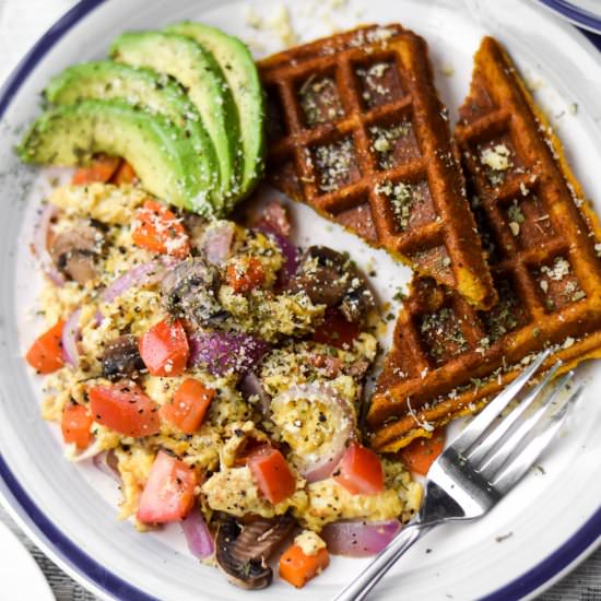 Sweet Potato Waffle Veggie Scramble