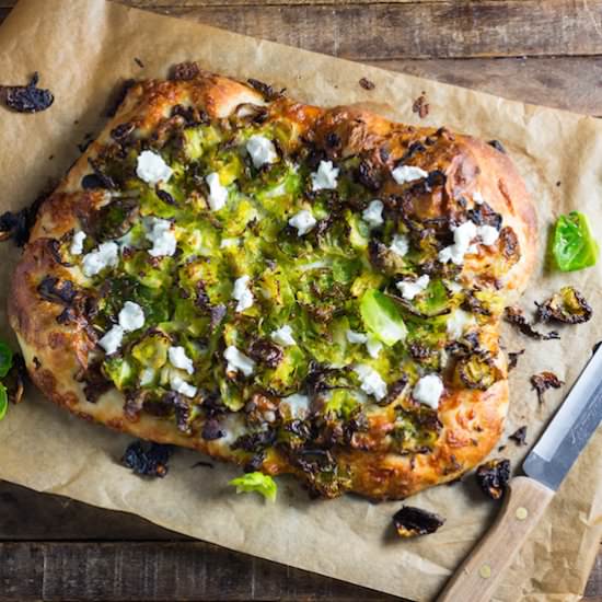 Brussels Sprout Pizza w Goat Cheese