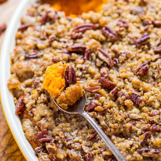 Sweet Potato Casserole w/ Pecan Top