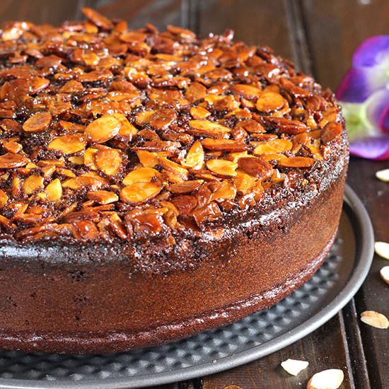 Chocolate Almond Upside Down Cake