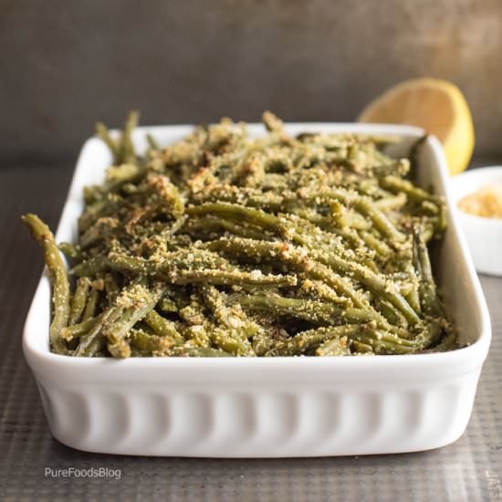 Vegan Parmesan Roasted Green Beans