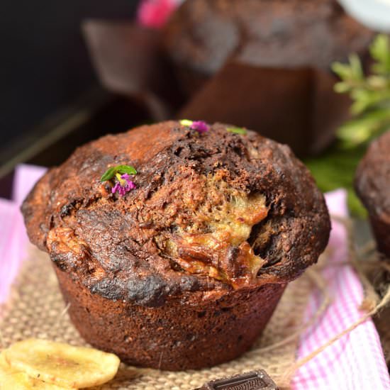 Healthy Chocolate Banana Muffins