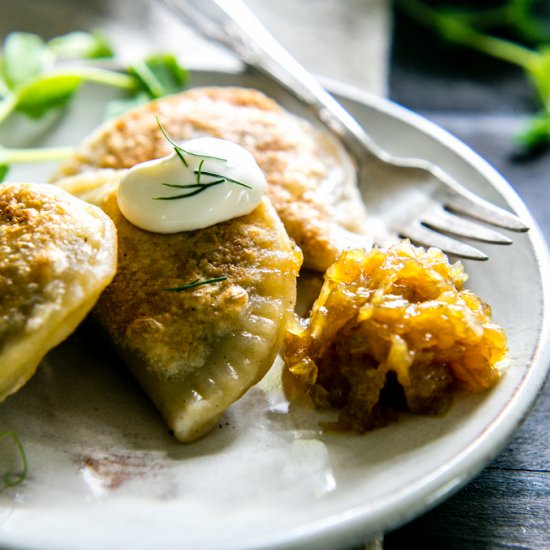 Potato, Mushroom and Pea Pierogies