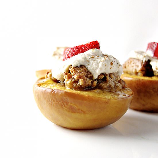 Dairy-Free Peaches & Cream Crumble