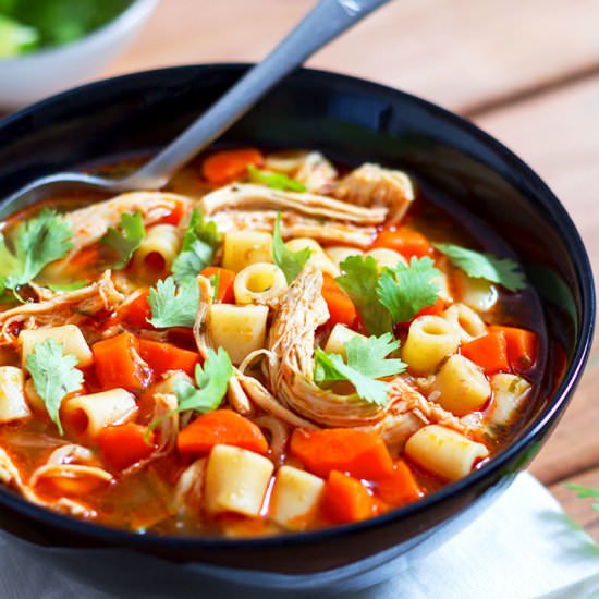 Spicy Chicken Pasta Soup