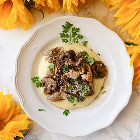 EASY Oven Polenta and Mushrooms