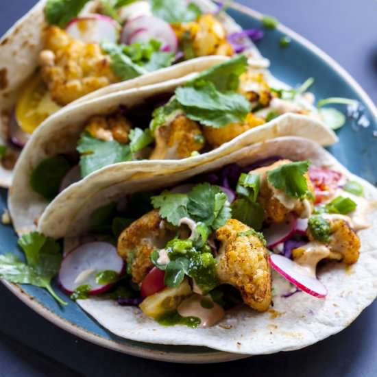 roasted fall veggie vegan tacos