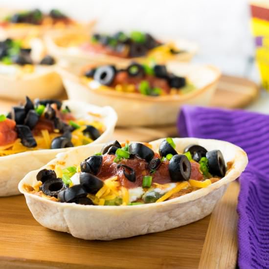 Seven Layer Bean Dip Boats