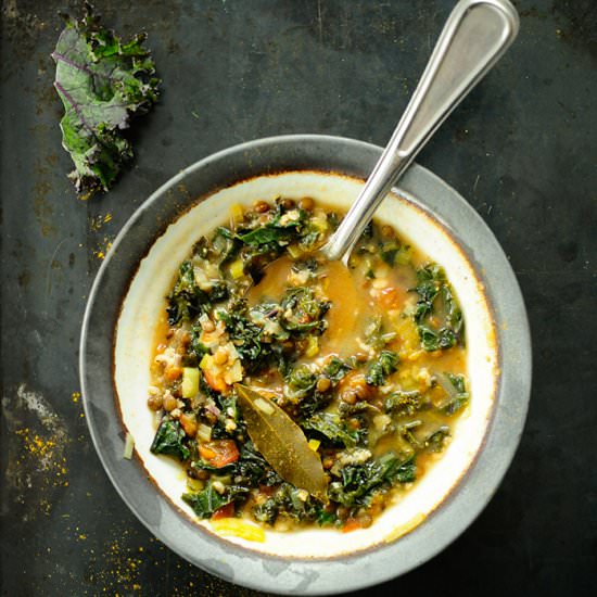 Kale, Oats and Lentil Soup