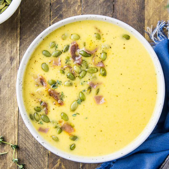 Apple & Cheddar Hard Cider Soup
