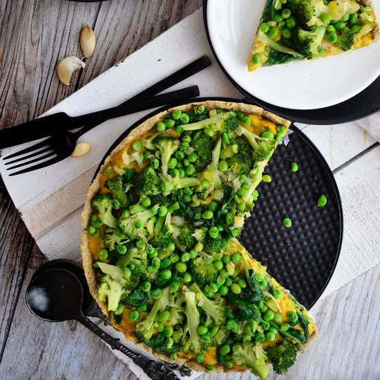 Broccoli Green Pea Hummus Pie