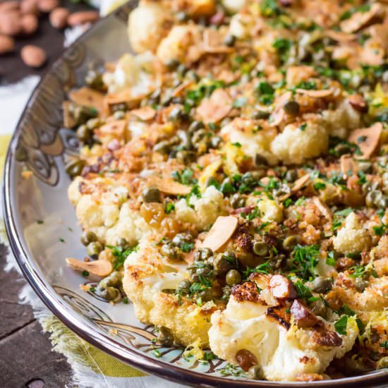 Cauliflower w Almonds + Capers