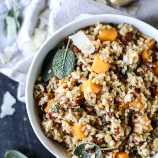easy bacon butternut squash risotto
