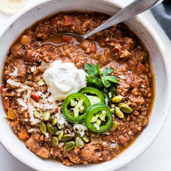 Sweet Potato Mole Turkey Chili