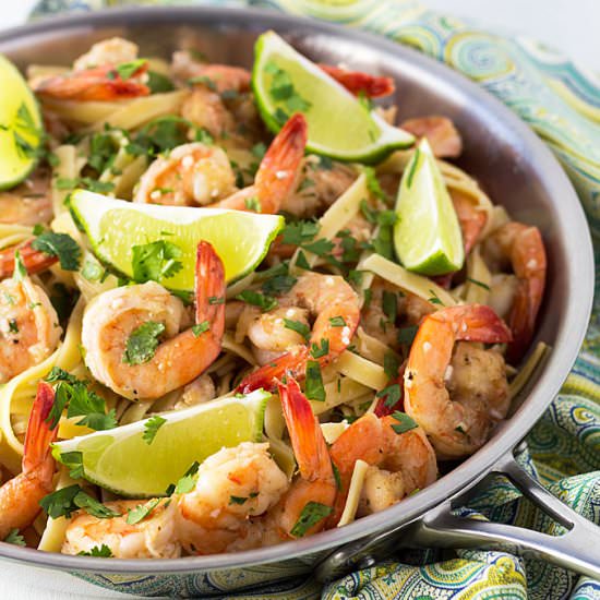 Buttery Cilantro Lime Shrimp Pasta