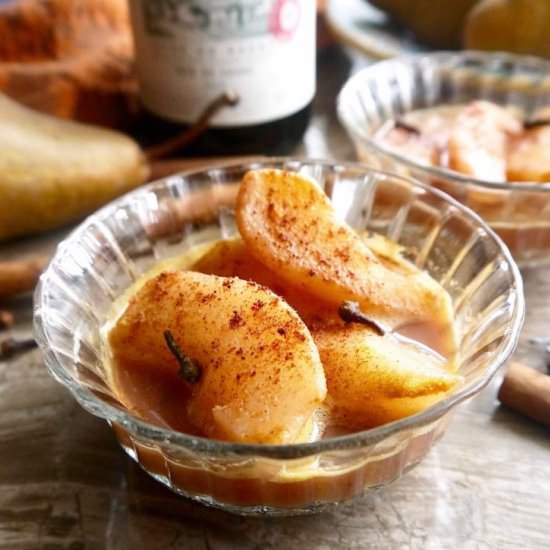 Poached Pears in Red Wine