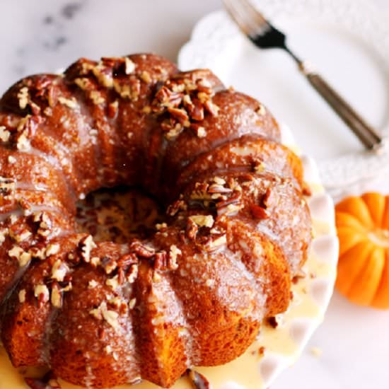 Pecan Pumpkin Cake with Pecan Glaze