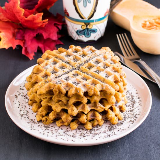 Butternut Squash Chia Spelt Waffles
