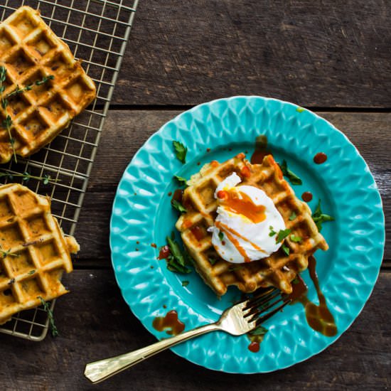 Savory Waffle with Poached Egg