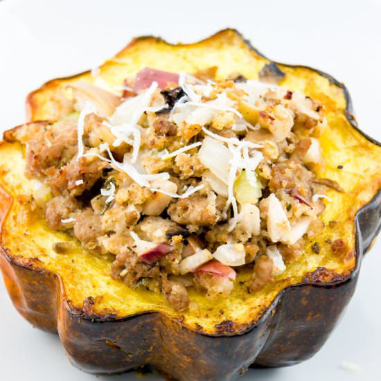 Turkey Sausage-Stuffed Acorn Squash