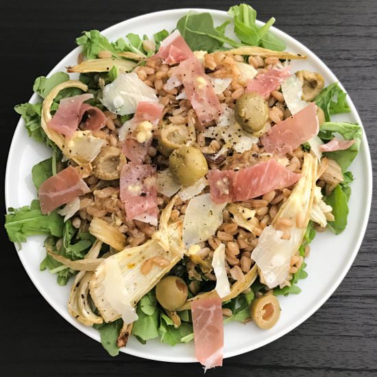 Warm Farro Salad with Arugula