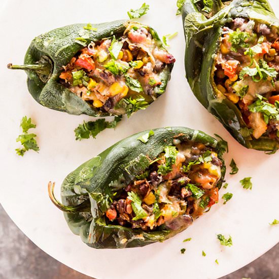 Vegetarian Stuffed Poblano Peppers