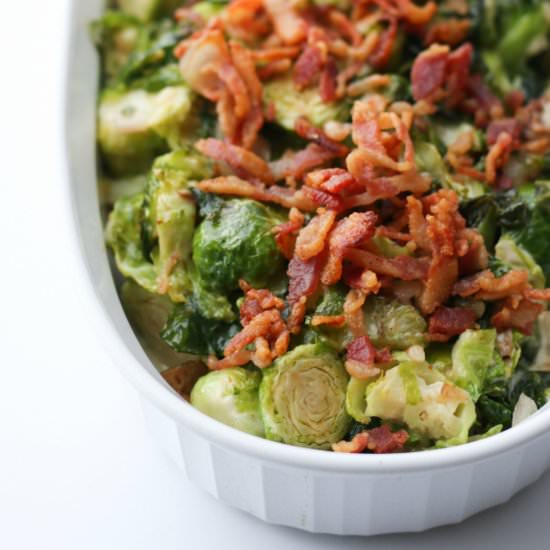Creamy Dijon Bacon Brussels Sprouts
