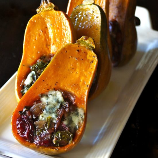 Onion-Bacon Cranberry Honeynut Squash
