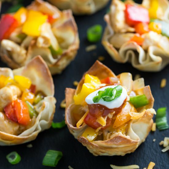 Chicken Fajita Wonton Cups