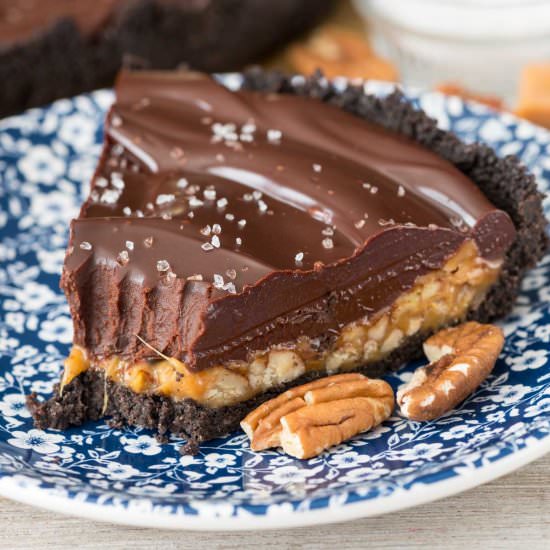 Salted Caramel Pecan Chocolate Pie