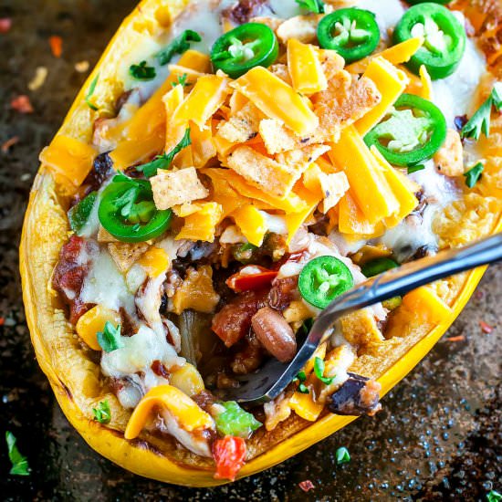 Chili Stuffed Spaghetti Squash
